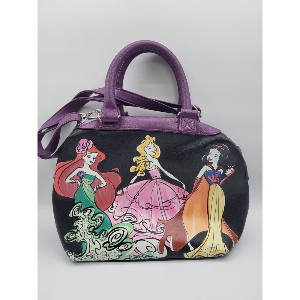 Disney Parks Princess Hand bag Purple Zip Drawn Ariel Aurora Snow White Shoulder
